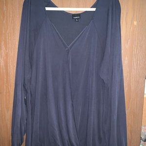 Grey/Purpley V neck cross top